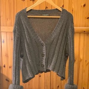 Grey knit button-up sweater!!